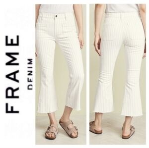 FRAME Denim Le Bardot High Flare Jeans 25 Striped Courtyard Indie  Boho Retro